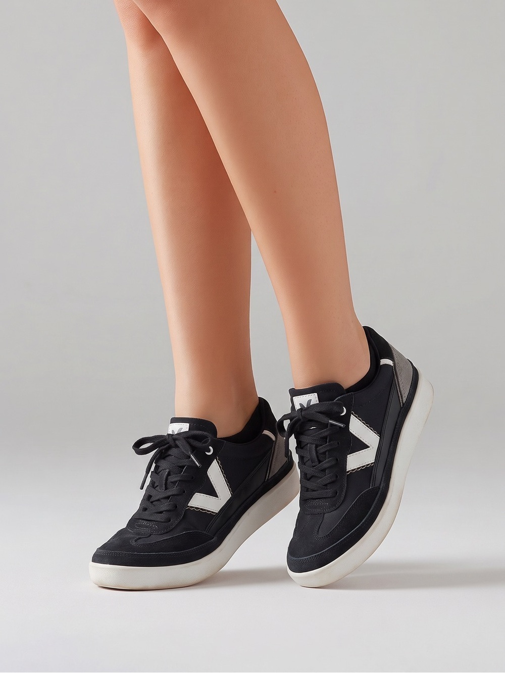 Vionic Mylie Black Suede Canvas Lace Up Sneakers Womens 7 Orthotic Comfort Shoes